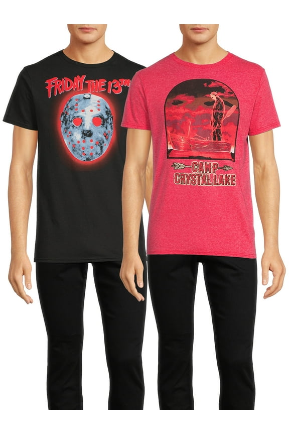 Men's & Big Men's Mask and Crystal Lake Graphic Tees, 2 Pack