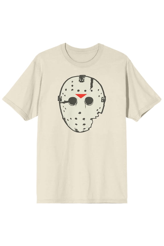 Friday the 13th Men's Graphic Printed White T-shirt, Jason Mask-M