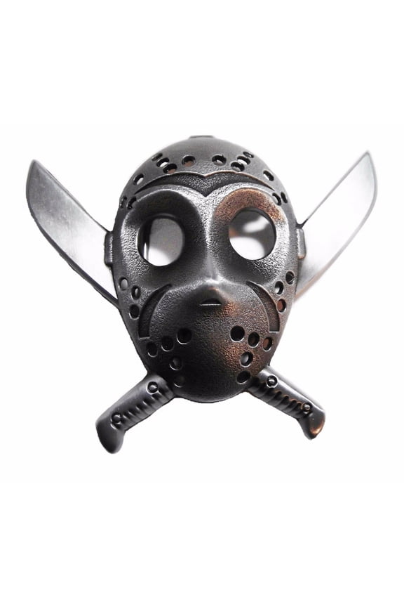 Friday the 13th Movie Jason Mask with Crossed Machetes Pewter Finish Belt Buckle