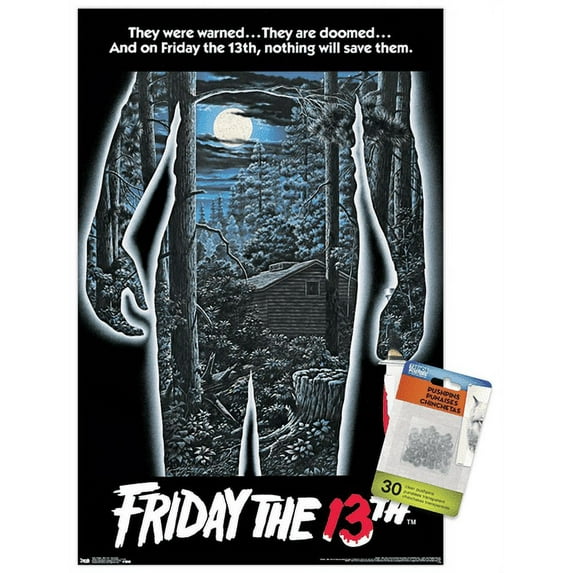 Friday the 13th - One Sheet Wall Poster with Push Pins, 14.725" x 22.375"