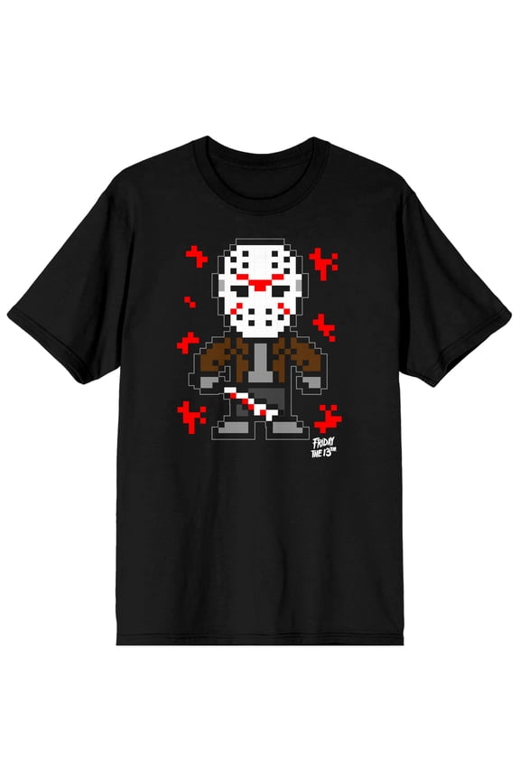 Friday the 13th Thread Pixel Men's Black T-Shirt- XL