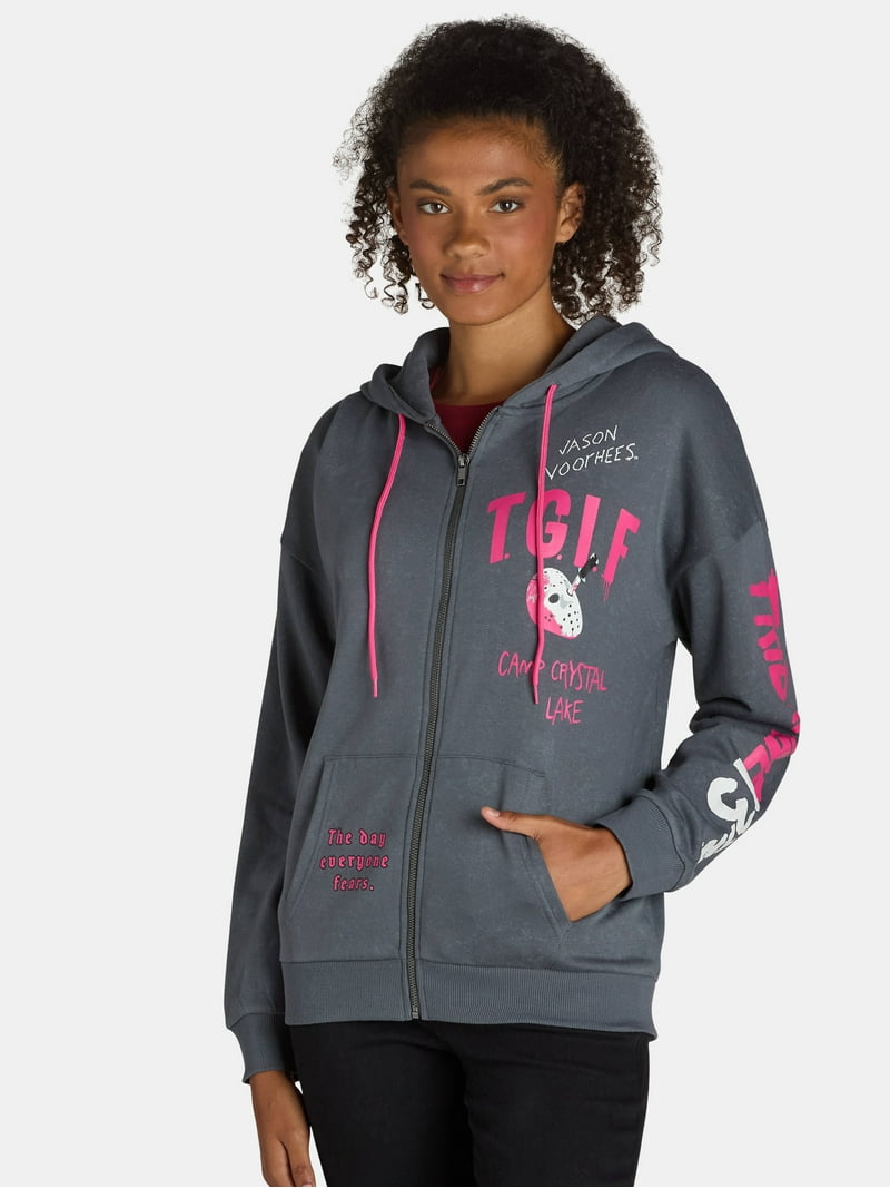 Friday the 13th Women's Graphic Zip-Front Hoodie, Sizes XXS-XXL