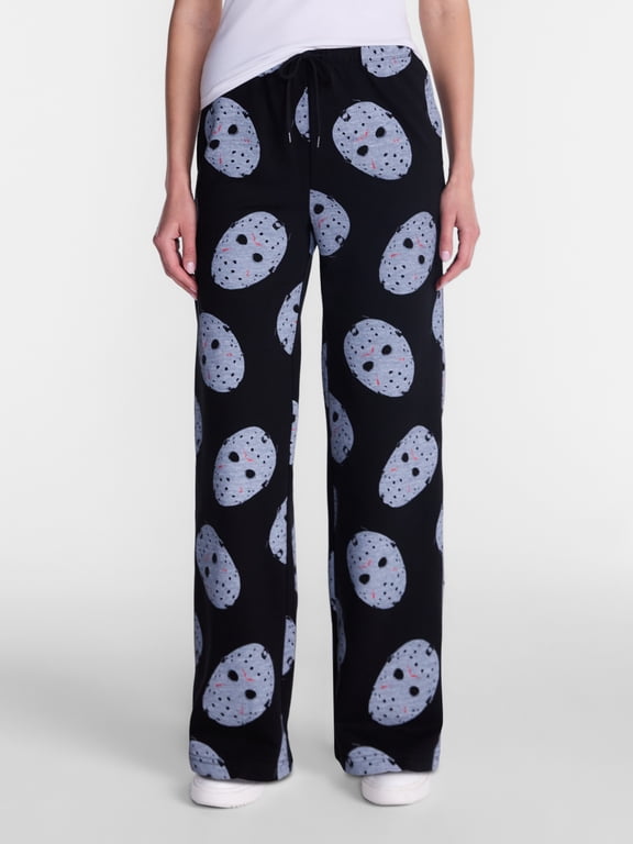 Women's Fleece Halloween Wide Leg Jogger Pants, Sizes XXS-XXL