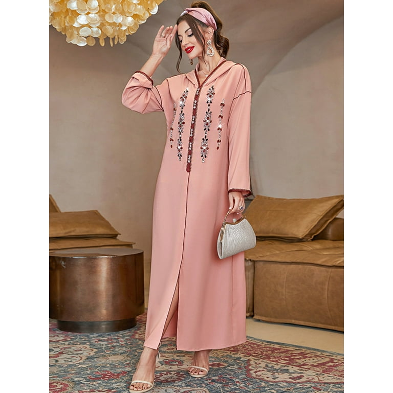 FridayIn Elegant style Sweet Hooded Solid color Loose Female Kaftan Walmart