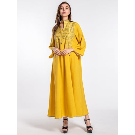 FridayIn Female Celebrity style High collar Solid color Loose Kaftan