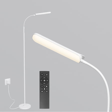 Frideko Home LED Floor Lamps for Living Room, 18W 1800LM & 3CCT, Remote & Touch Control, 1H Timer Reading Light , 68.9in Gooseneck Standing Lamp for Office Living Room Bedroom, White