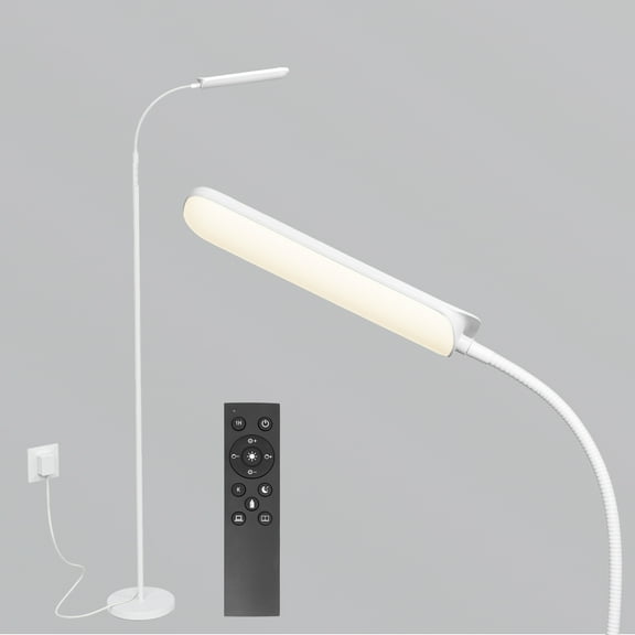 Frideko Home LED Floor Lamps for Living Room, 18W 1800LM & 3CCT, Remote & Touch Control, 1H Timer Reading Light , 68.9in Gooseneck Standing Lamp for Office Living Room Bedroom, White