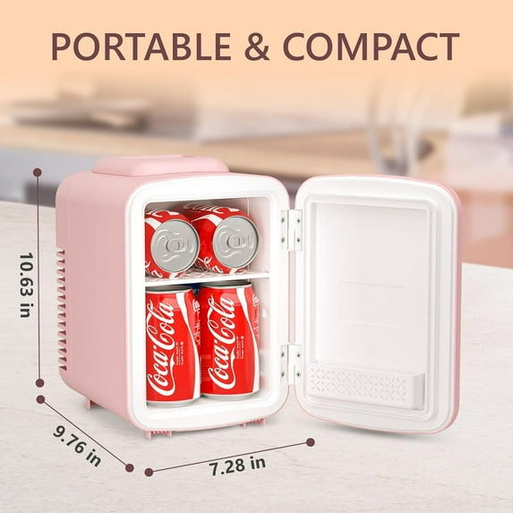 Fridge, 4L Portable Cooler & Warmer for Skincare, Cosmetics, Beverages, Pink
