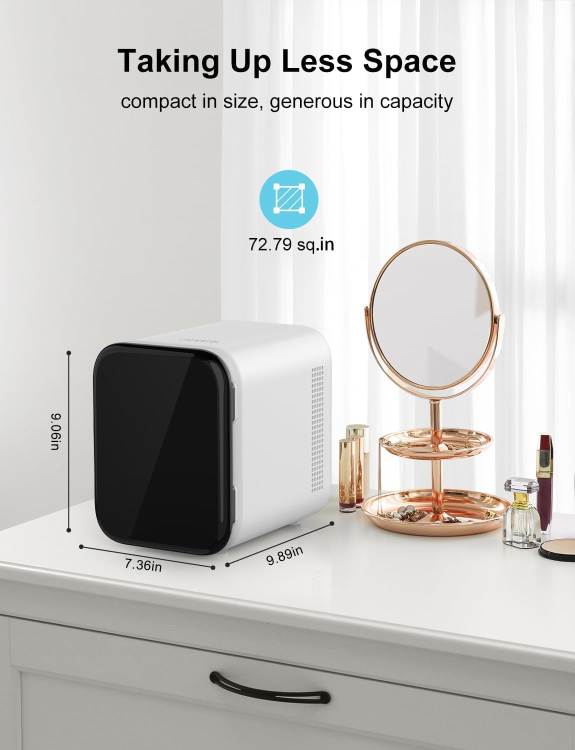Fridge, 4L Portable Skincare Refrigerator with Cooling & Heating,  Power for Home, Car, Dorm, Office