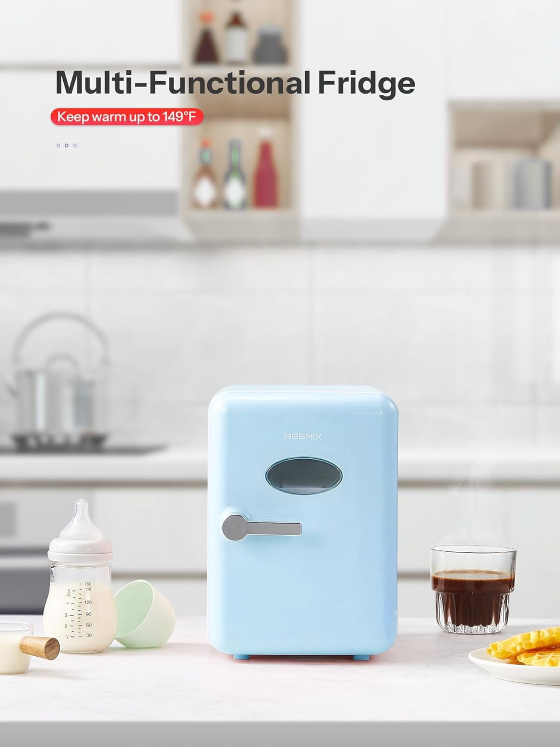 Fridge 4L Retro Portable Cooler for Car & Home,  Skincare Refrigerator with Adjustable Thermostat