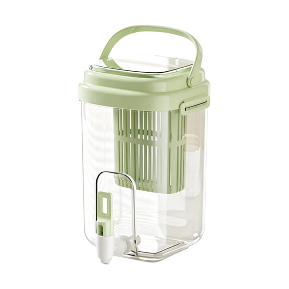 Fridge Beverage Dispenser Pitcher with Infuser Basket and Tap Light Green for Cold Water Juice Tea