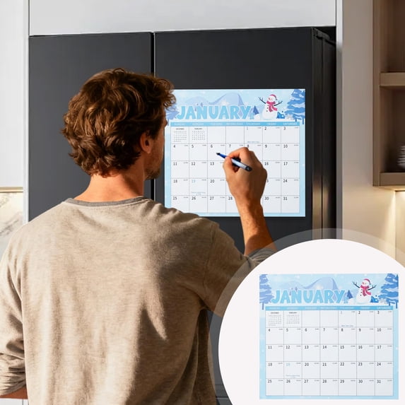 Fridge Calendar,2026-2027 Magnetic Calendar for Refrigerator,18-Month Fridge Calendar Magnet from October 2025 to June 2027,Greenery Design for Easy Organizing(B)
