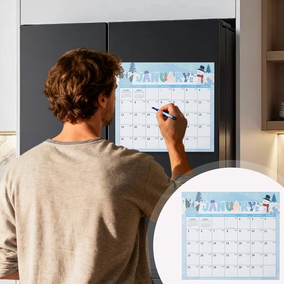 Fridge Calendar,2026-2027 Magnetic Calendar for Refrigerator,18-Month Fridge Calendar Magnet from October 2025 to June 2027,Greenery Design for Easy Organizing(C)