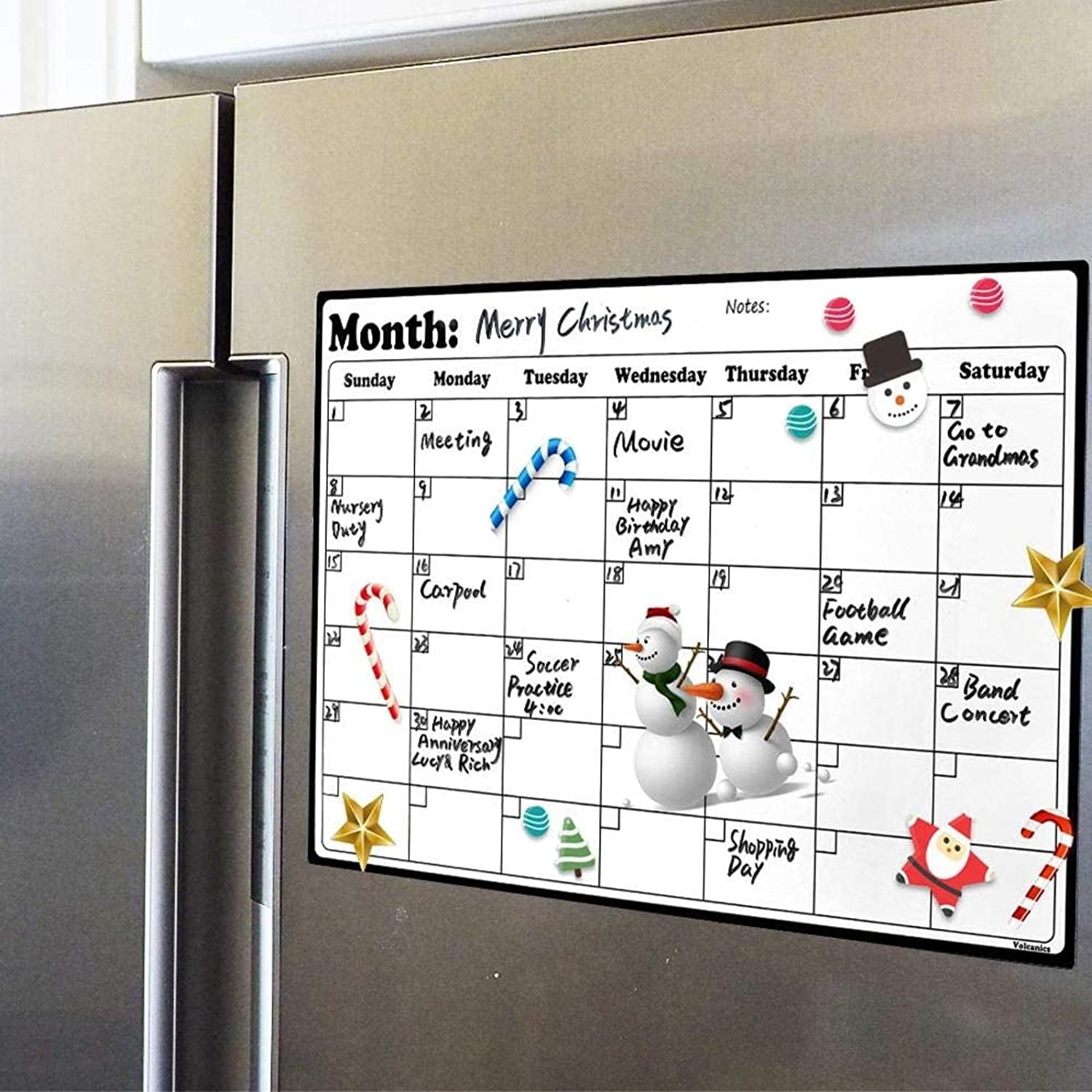Futhstar Fridge Calendar Magnetic Dry Erase Calendar Whiteboard Calendar for Refrigerator Planners 16.9" x 11.8", White