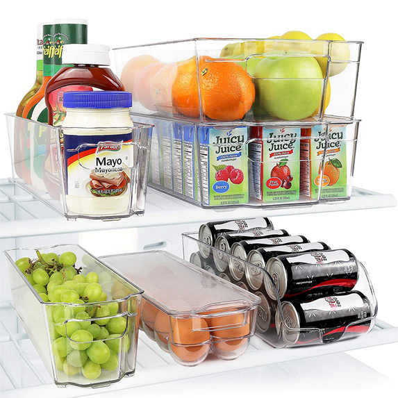 Fridge Can Dispenser Organizer Stackable Egg Holder Egg Tray Fridge Storage Bins Refrigerator Organizer Bins for Fridge Storage Containers Egg Tray Holder Clear Plastic for Cabinet Kitchen Fridge