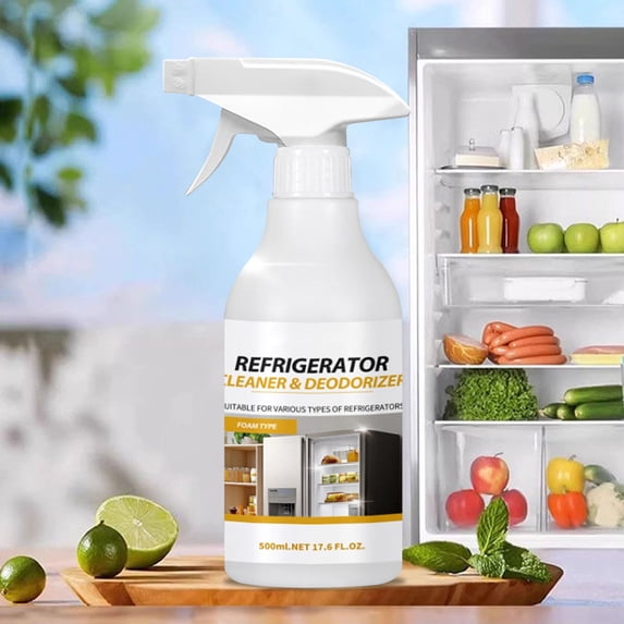 Fridge Deodorizer Cleaner 500ml Odor Eliminator With Stain Removal Lemon Scent For Home Kitchen Use