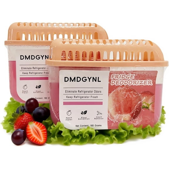 Fridge Deodorizer, Refrigerator Deodorizer More Effective Than Baking Soda, Natural Gel Refrigerator Odor Eliminator for Refrigerator Freezer and Freezer Compartments (2 Pcs/Peach Flavor)