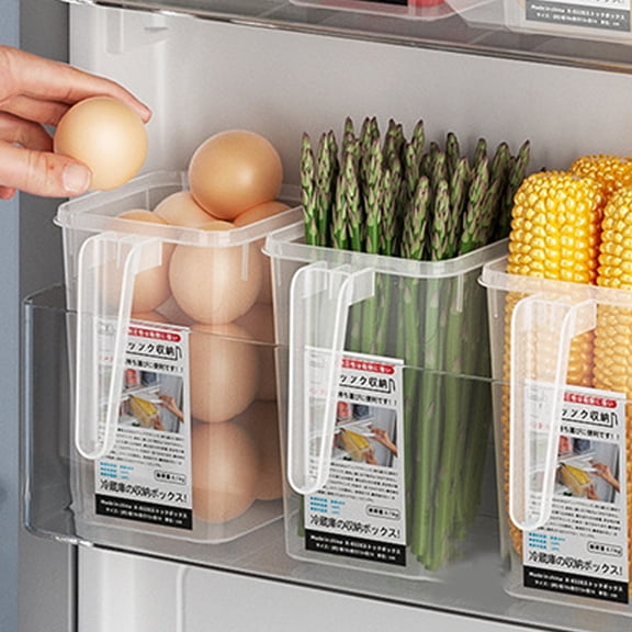 Fridge Door Organizer Bins, Clear Refrigerator Side Door Storage Box Reusable with Lid for Kitchen
