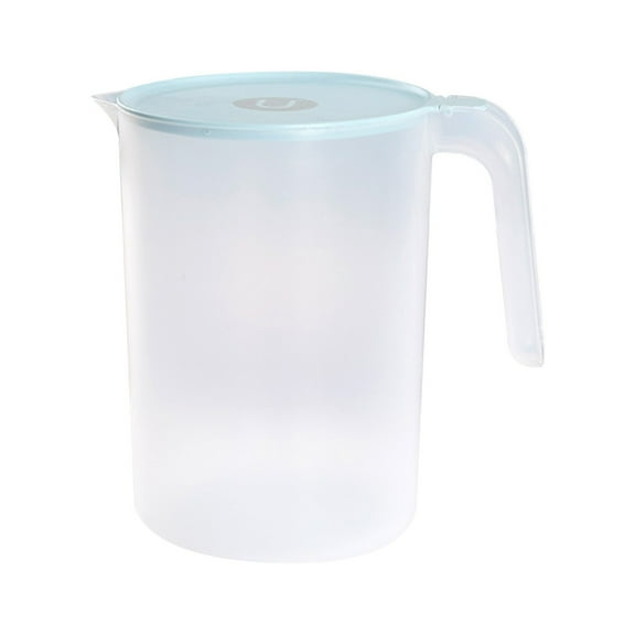 Fridge Door Water Jug,Clear Beverage Pitcher with Lid and Handle,Round,BPA-Free,Plastic,Heat Resistant Simple Cold Kettle for Water,Juice,Tea & More Beverages,Clear(8.66x4.84")(Sky Blue)