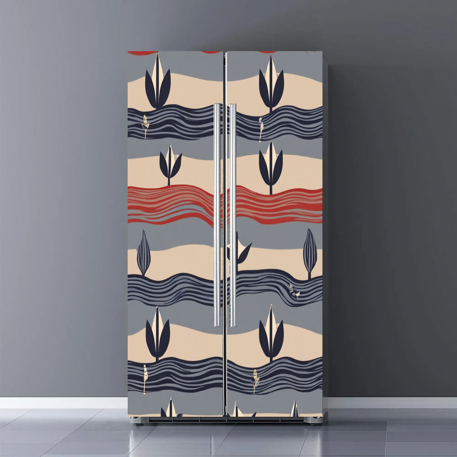 Fridge Door Wrap Vinyl Sticker Decor Front Refrigerator PVC Wallpaper ...