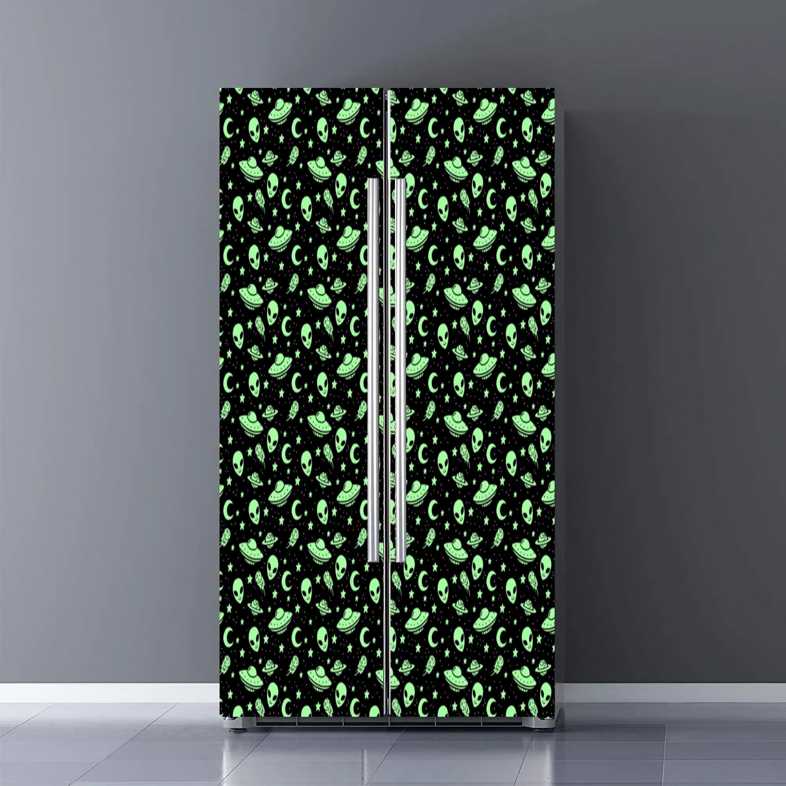 Fridge Door Wrap Vinyl Sticker Decor Front Refrigerator PVC Wallpaper ...
