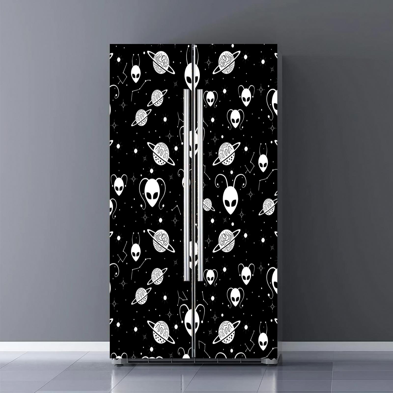 Fridge Door Wrap Vinyl Sticker Decor Front Refrigerator PVC Wallpaper ...