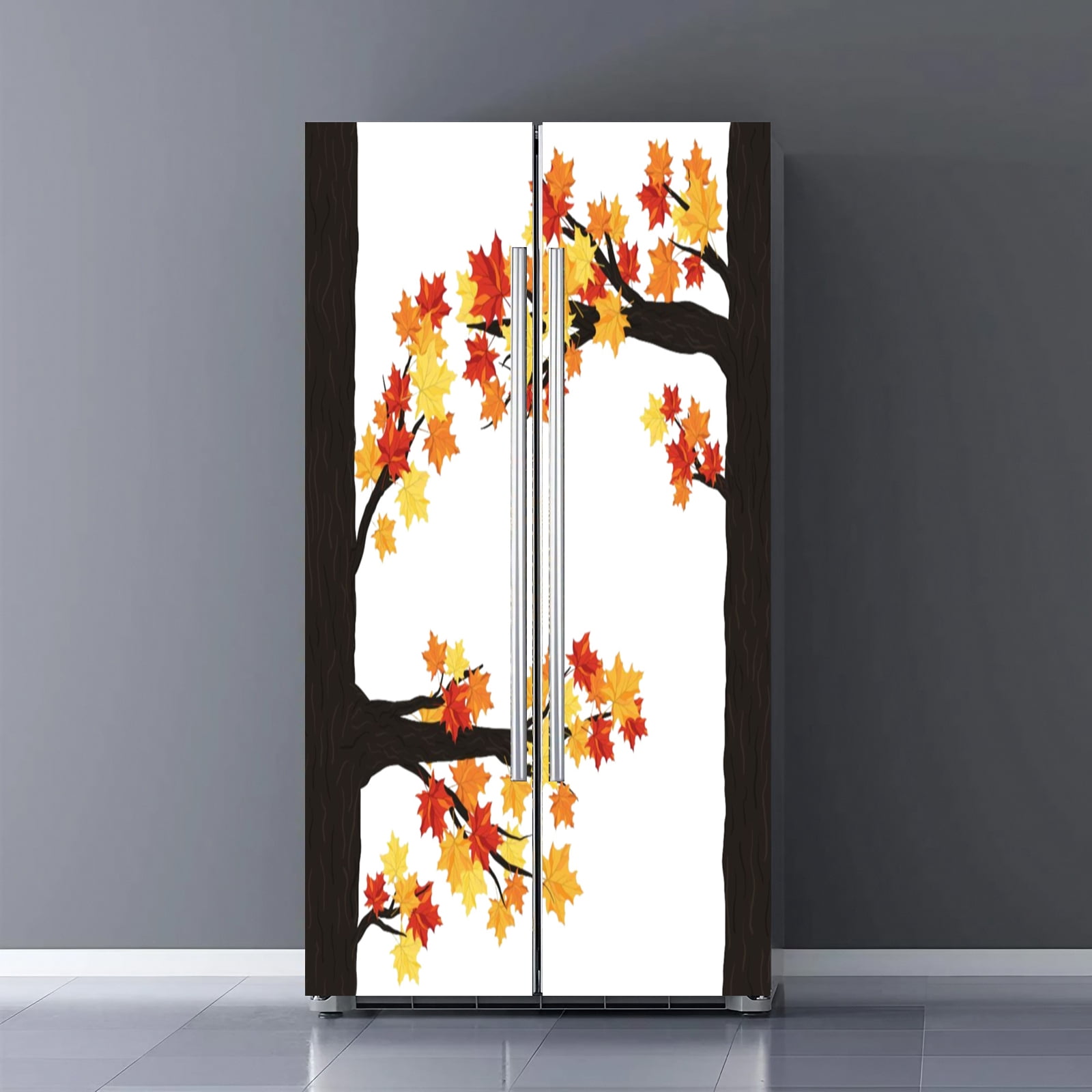 Fridge Door Wrap Vinyl Sticker Decor Front Refrigerator PVC Wallpaper ...