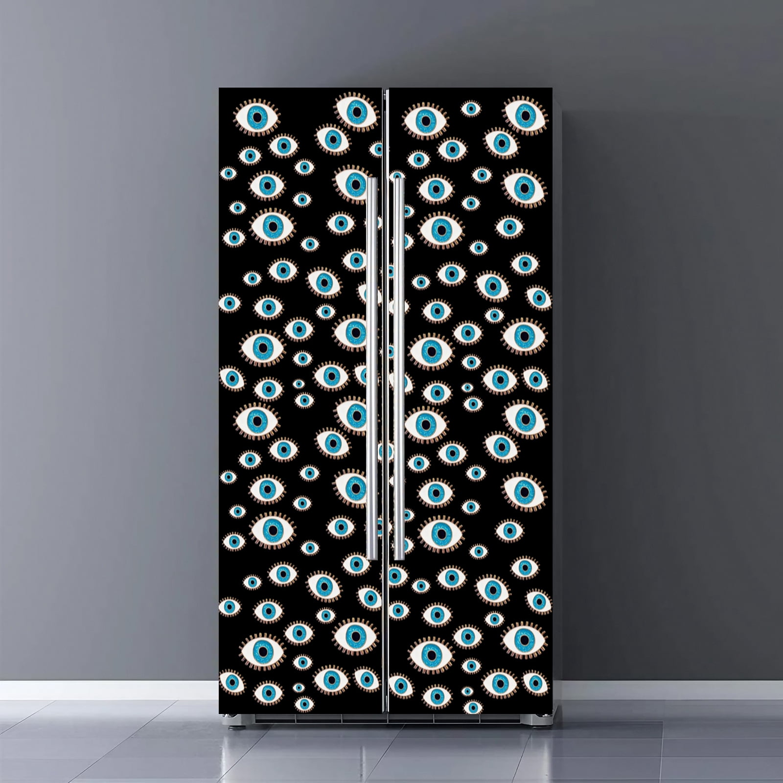 Fridge Door Wrap Vinyl Sticker Decor Front Refrigerator PVC Wallpaper ...