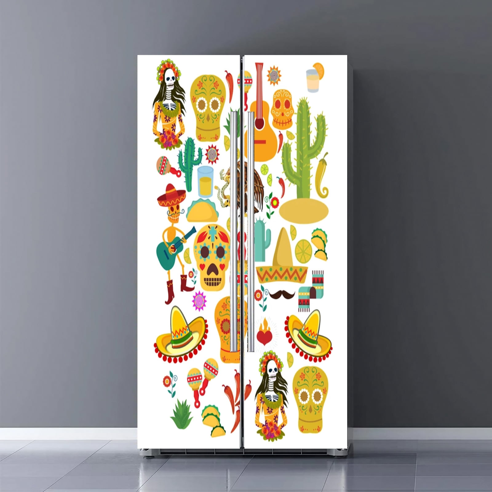 Fridge Door Wrap Vinyl Sticker Decor Front Refrigerator PVC Wallpaper ...