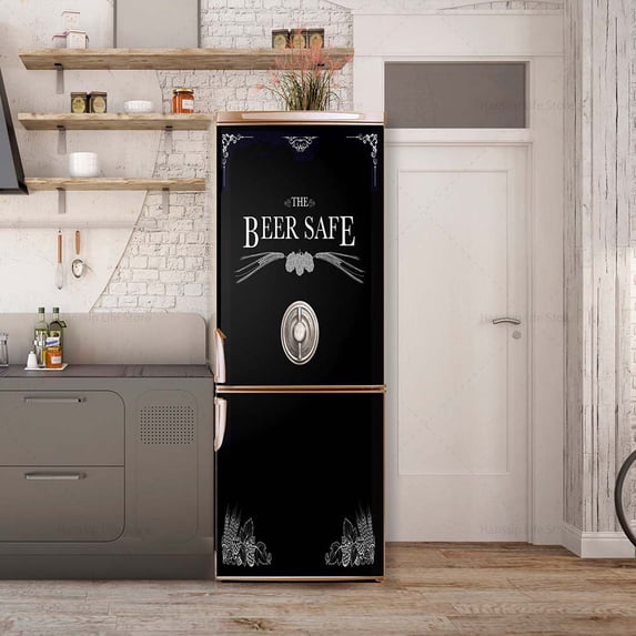 Fridge Door Wrap Vinyl Sticker - Decor Front Refrigerator PVC Wallpaper Decal - Freezer Covering Art Poster Peel and Stick Mural