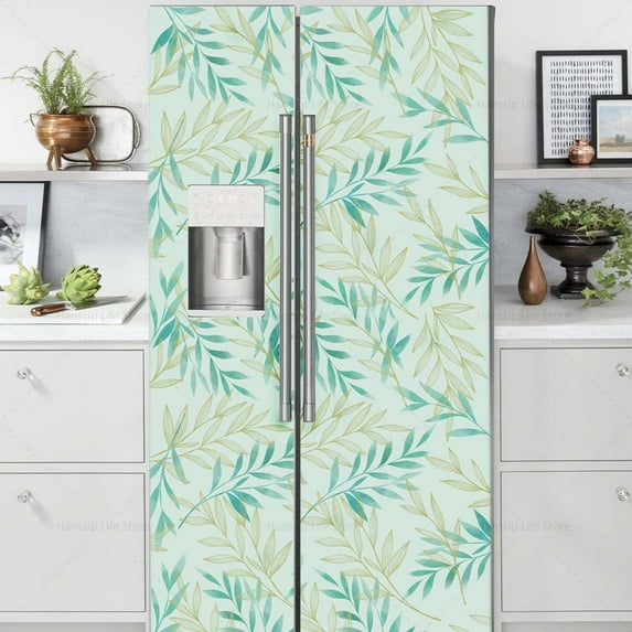 Fridge Door Wrap Vinyl Sticker - Decor Front Refrigerator PVC Wallpaper Decal - Freezer Covering Art Poster Peel and Stick Mural