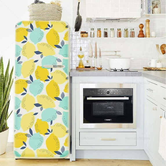 Fridge Door Wrap Vinyl Sticker - Decor Front Refrigerator PVC Wallpaper Decal - Freezer Covering Art Poster Peel and Stick Mural