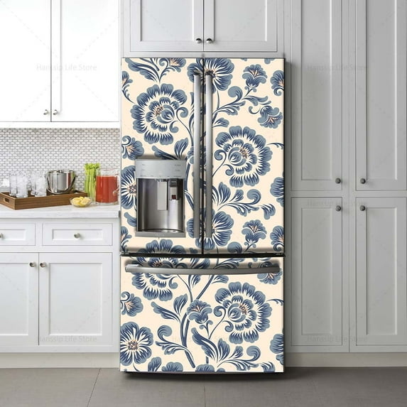 Fridge Door Wrap Vinyl Sticker - Decor Front Refrigerator PVC Wallpaper Decal - Freezer Covering Art