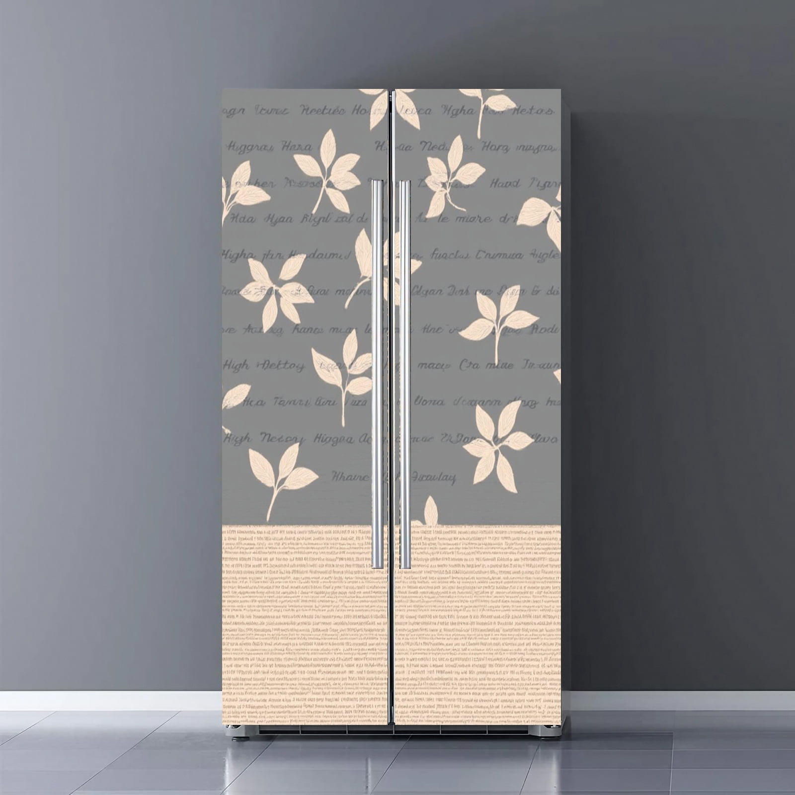 Gray Back Sticker Fridge Door Wrap Vinyl Sticker Decor Front Refrigerator PVC Wallpaper ...
