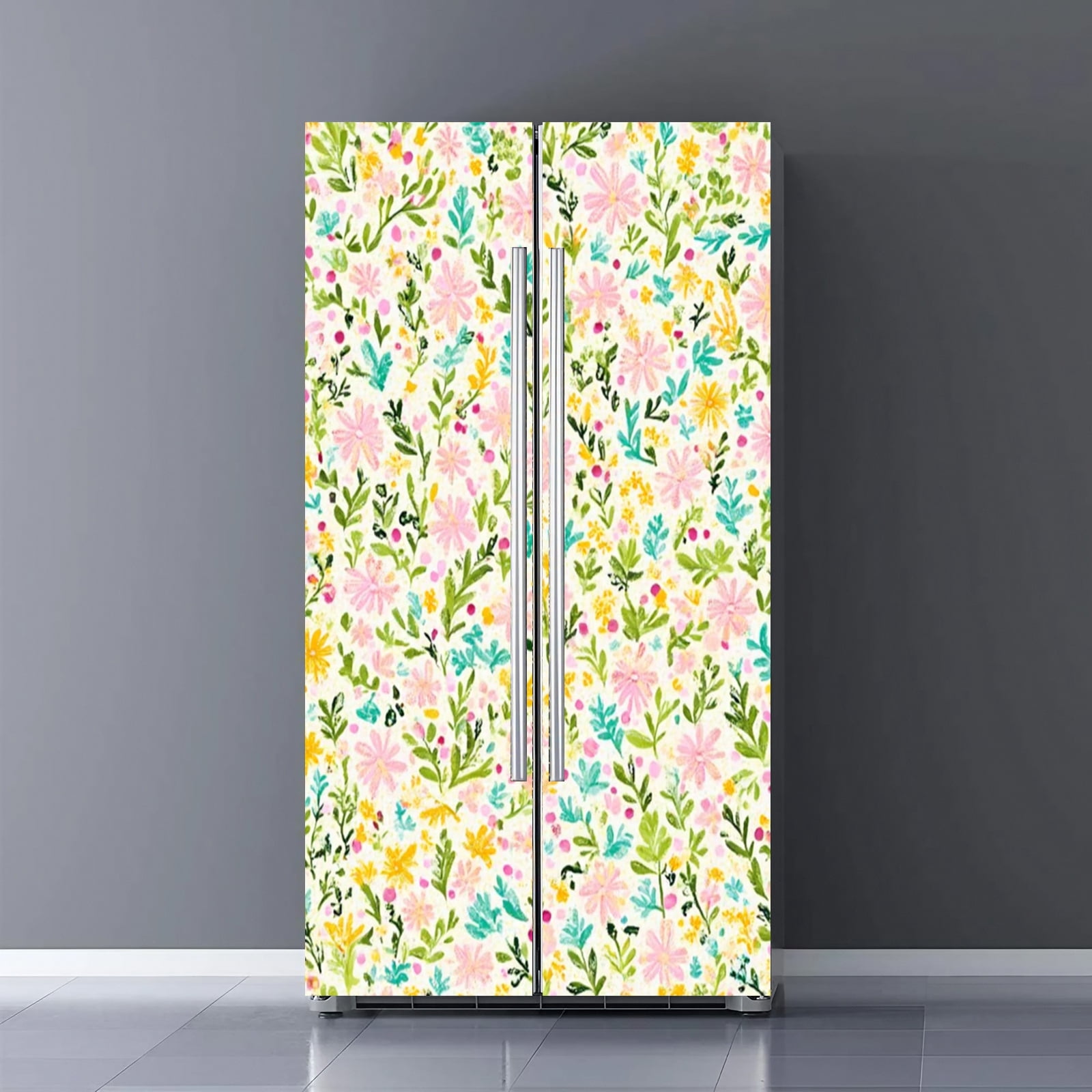Fridge Door Wrap Vinyl Sticker Decor Front Refrigerator PVC Wallpaper ...
