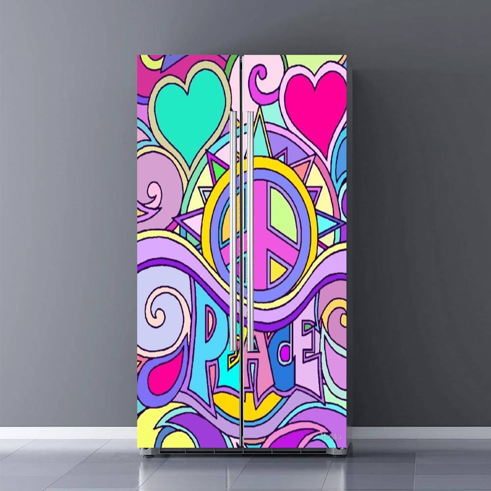 Fridge Door Wrap Vinyl Sticker Decor Front Refrigerator PVC Wallpaper ...