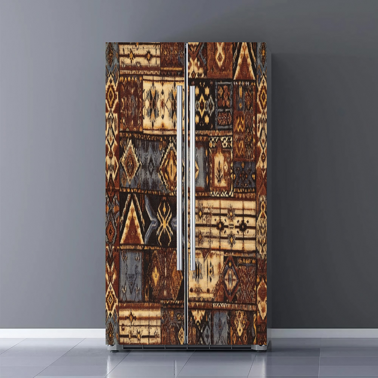 Patterned Refrigerator Fridge Door Wrap Vinyl Sticker Decor Front Refrigerator PVC Wallpaper ...