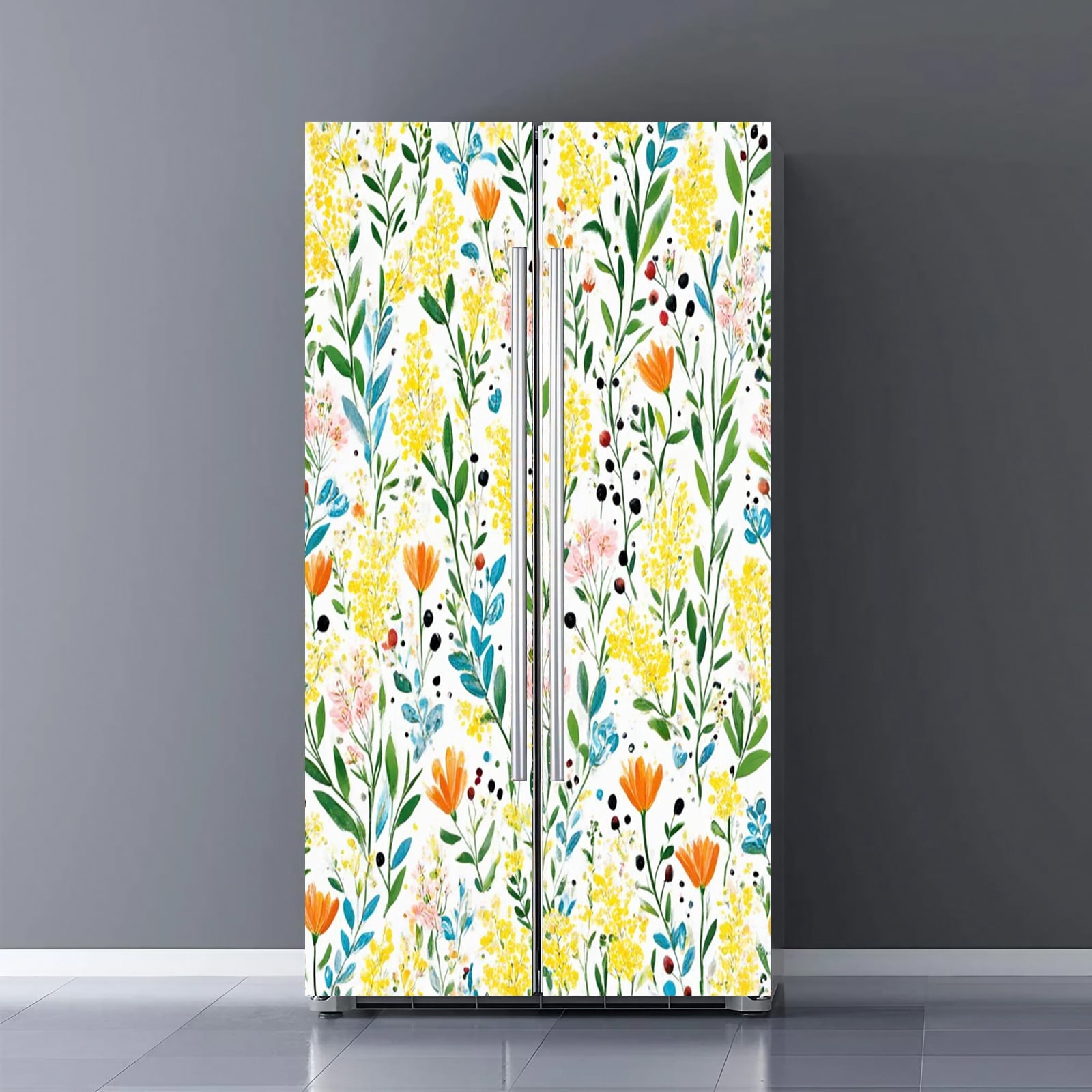 Fridge Door Wrap Vinyl Sticker Decor Front Refrigerator PVC Wallpaper ...