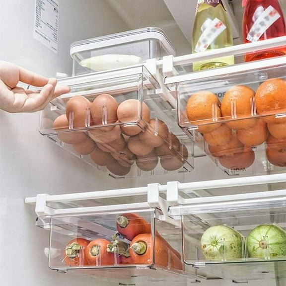 Fridge Drawer Organizer, Mini Refrigerator Drawers Storage Box, Pull Out Refrigerator Drawer Organizer Bins, Fit for Fridge Shelf Under,8-grid