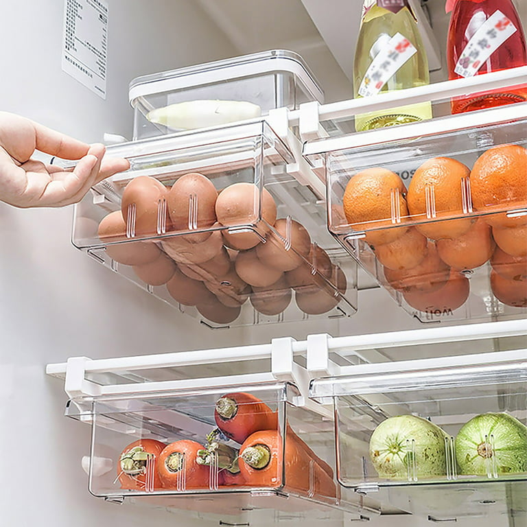 S Salient Refrigerator Organizer Bins ,Stackable Fridge Organizers Clear  Organizing Bins with Handles(6 Pack) 