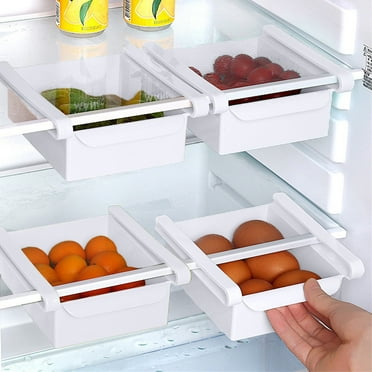 Fridge Drawer Organizer Retractable Drawer Refrigerator Storage Box Unique Design Pull Out Bins Fridge Shelf Holder Universal Fridge Sliding Storage Containers