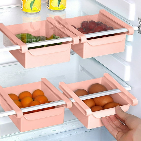 Fridge Drawer Organizer, Retractable Drawer Refrigerator Storage Box,Unique Design Pull Out Bins, Fridge Shelf Holder Storage Box, Small Size