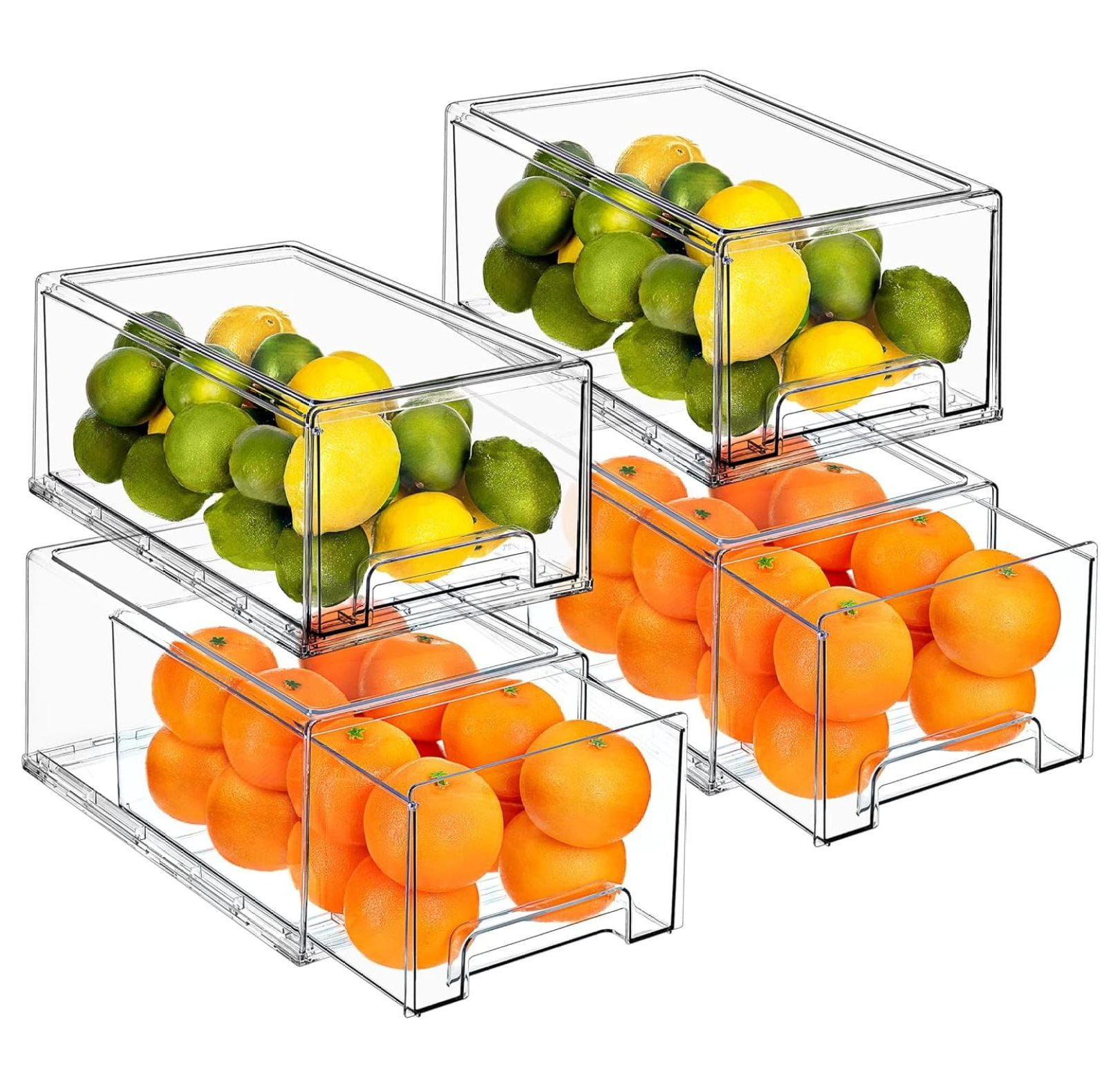 Fridge Drawers Clear Stackable Pull Out Organizer Bins Food Storage