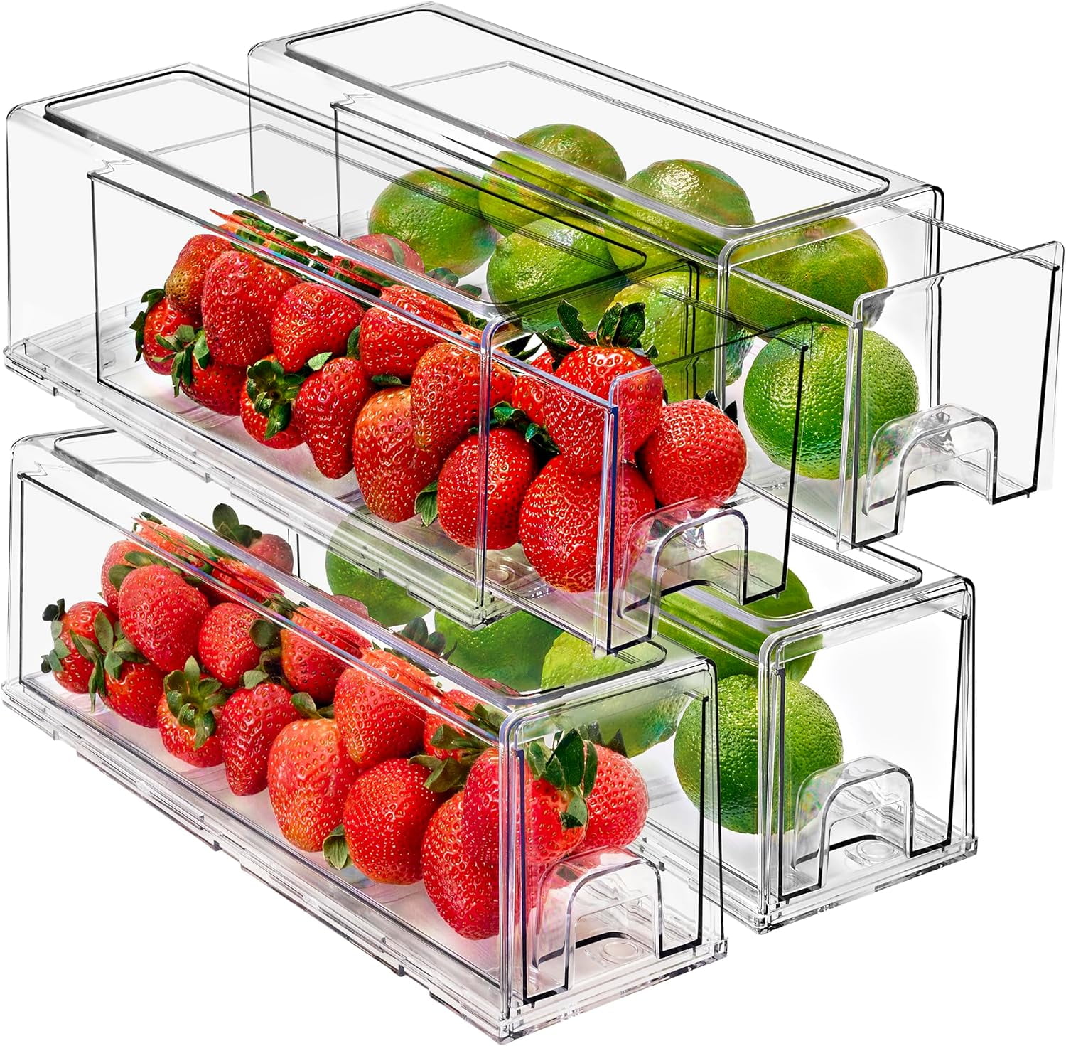 Fridge Drawers Clear Stackable Pull Out Refrigerator Organizer Bins