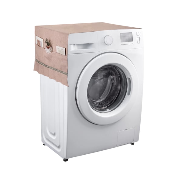 Fridge Dust Cover 53" x 21"- Dustproof, Anti-Slip Washer and Dryer Top Cover with Storage Pockets Machine Cover for Laundry Kitchen, Ruffle Brown