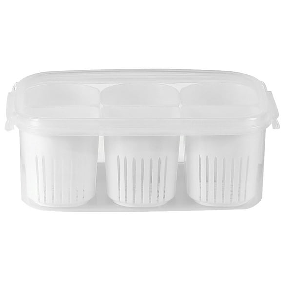 White Kitchen Supplies Dispenser with 6 Compartments for Storing Ingredients in Fridge Safe and
