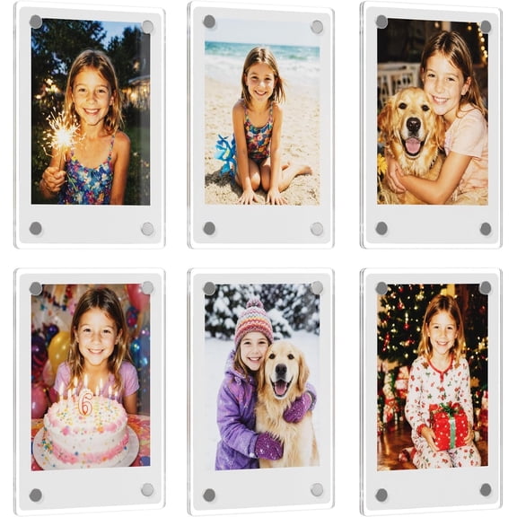 Fridge Frame 12 Pack for Instax Mini Photos | Double-Sided Display Frameless Refrigerator Picture Frame for Office Decor, for Family, 2.36 x 3.54 Inch