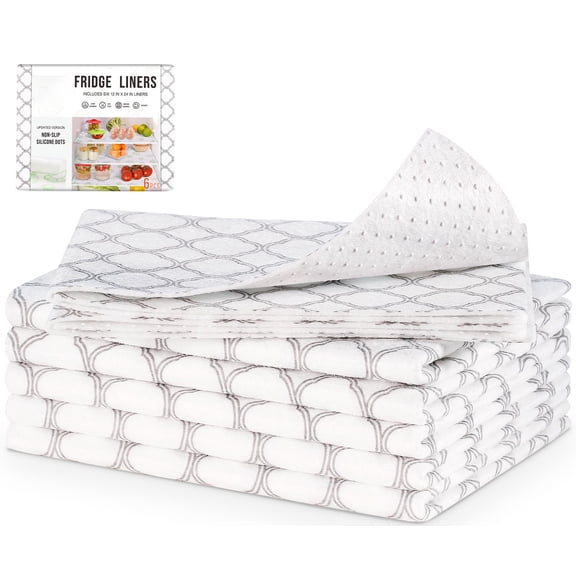 Fridge Liners Non Slip, Refrigerator Mats for Organizing and Keeping Fresh, Absorbs Excess Moisture, , Fits Glass Shelves Kitchen Cabinets, 6 Pack, 12x24 Inches, White