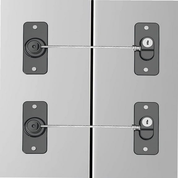 Fridge Lock, 2 Pack Refrigerator Lock with 4 Keys, Child Safety Locks with Strong Adhesive for Cabinet Lock, Freezer Lock and Drawer Lock (Black)