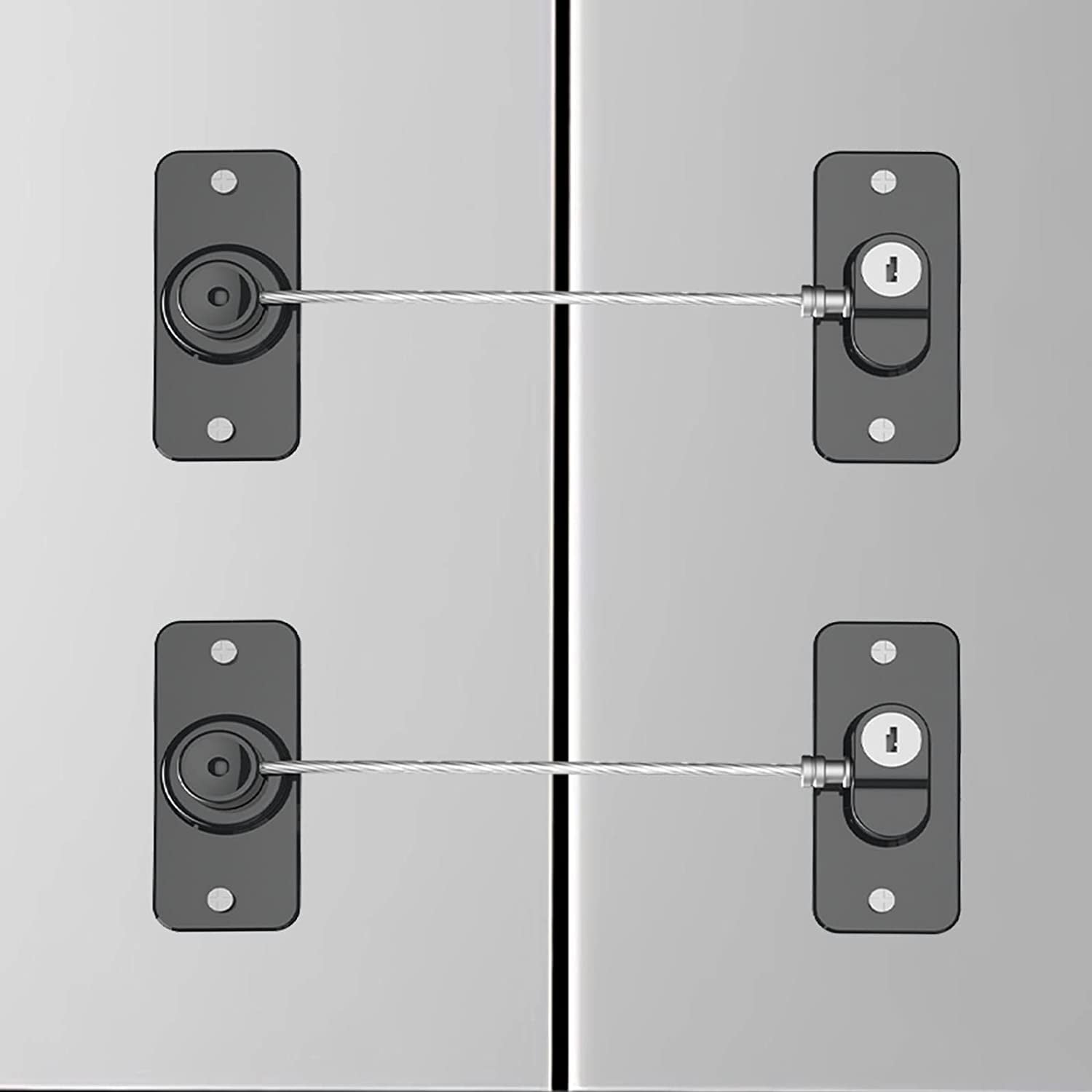 2 Pack Fridge Lock, Freezer Lock with 4 Key for Child, Safety Refrigerator  Locks